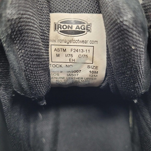 Iron Age Boots Mens 10 Black Leather Work Trencher Composite Toe IA5007 - Picture 10 of 10